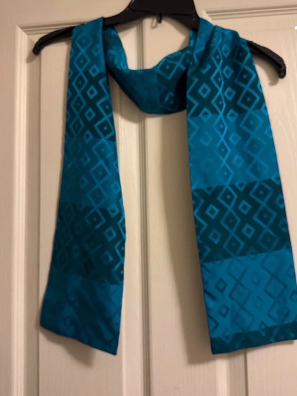 Teal Geometric Satin Scarf - Women's Accessory